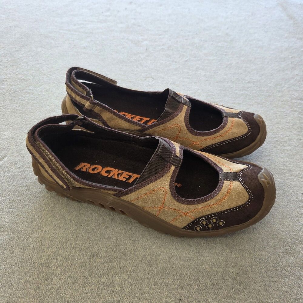 Rocket Dog Mary Jane Style Brown Tan Spike Slide On Shoes Womens 8.5 Y2k 90s 00s
